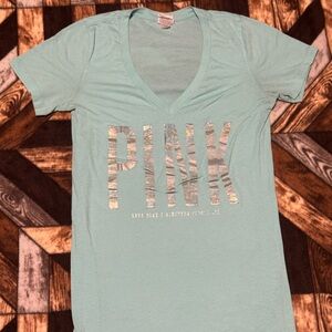 PINK Victoria's Secret Women's Mint V-Neck T-Shirt